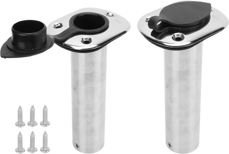 2 Stück Angelrutenhalter für Boote, 22,9 cm, 316 Edelstahl, UV-PVC-Auskleidung, 90°-Flansch, Unterputzmontage für Yacht ...