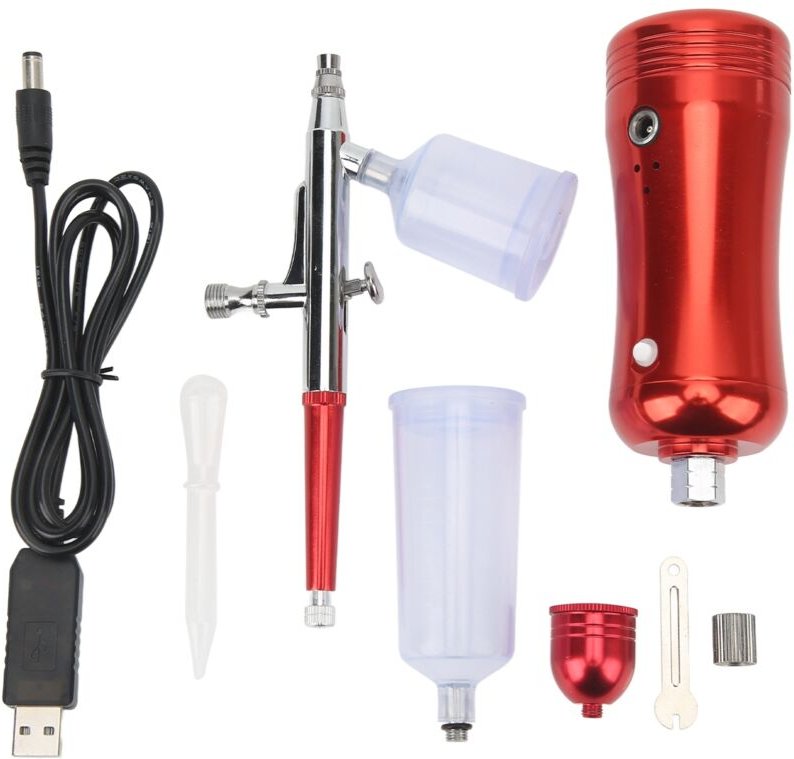 28PSI Handheld-Airbrush-Kit Wiederaufladbare Luftpumpe Luftfarbe Spritzpistole mit 0,3mm Düse