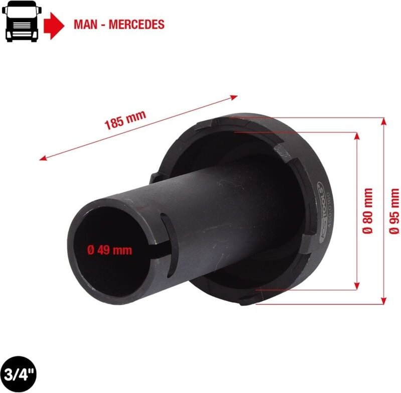 KS Tools 3/4 Nutmuttern-Schlüssel mit 6 Zapfen für Mercedes, 80-95 mm