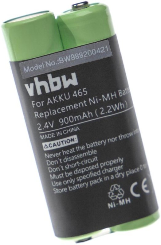 Vhbw - 1x Akku Ersatz für Grundig GZR1900, 465 für Diktiergerät (900 mAh, 2,4 v, NiMH)