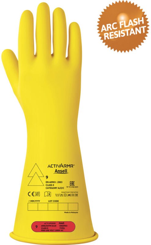Activ armr RIG014Y120 Naturlatex Elektrikerhandschuh Größe (Handschuhe): 12 en 60903, en 2142 - Ansell
