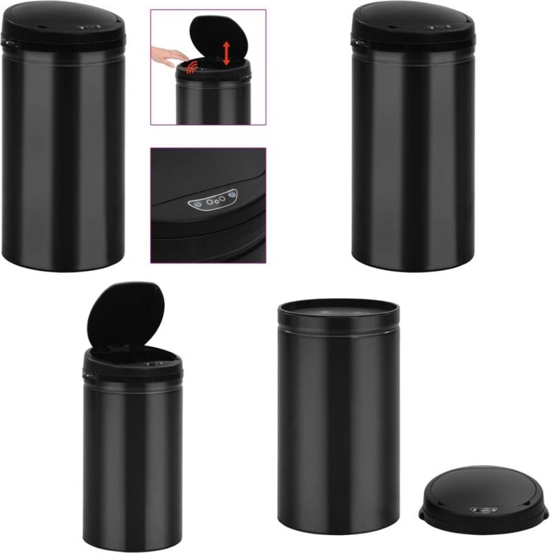 Thumbnail - Automatischer Sensor-Mülleimer 50 l Kohlenstoffstahl Schwarz - Mülleimer - Abfalleimer - Home & Living - Schwarz