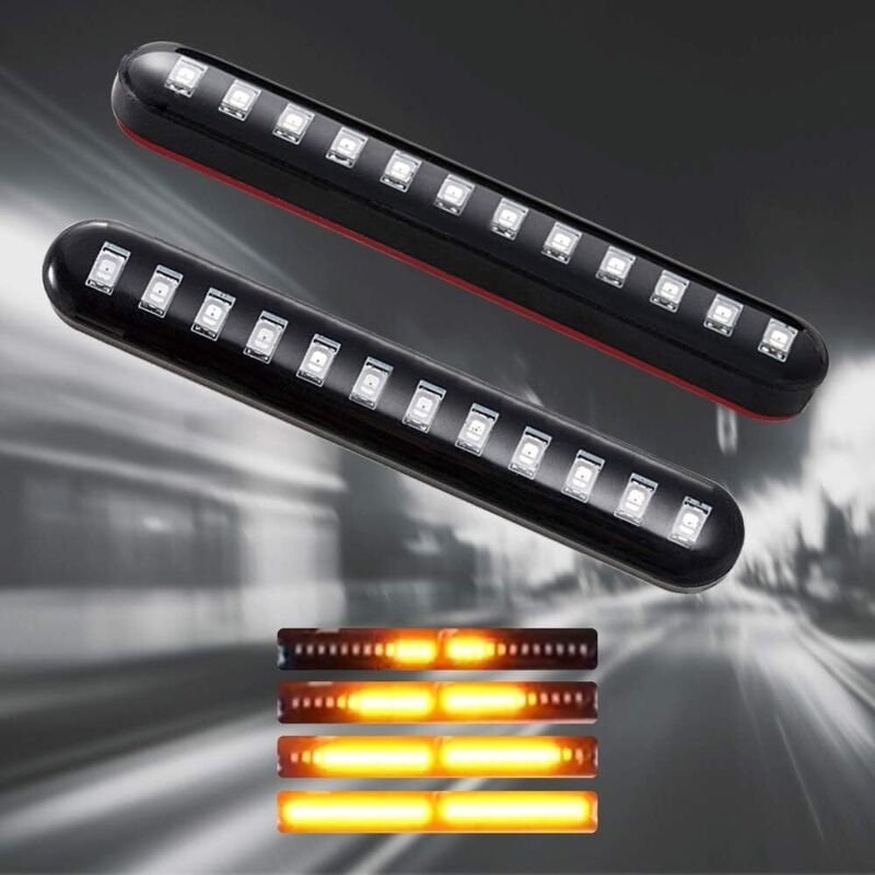 X 12 v Motorrad-Blinker, 12 LED-Lampen, sequentielles Blinkerlicht, bernsteinfarbene Lichtleiste, Kennzeichenbeleuchtung...