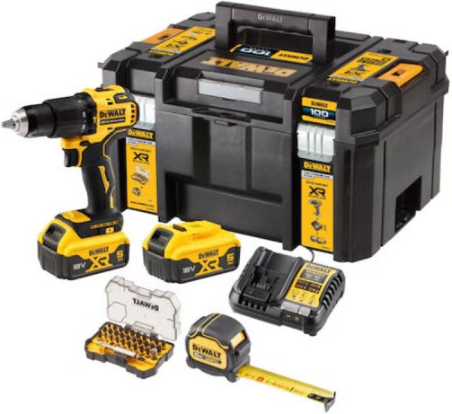 Xr 18V Schlagbohrmaschine - 2 x 5,0Ah Akkus - Ladegerät - 5m Maßband - Schrauberkoffer - Dewalt