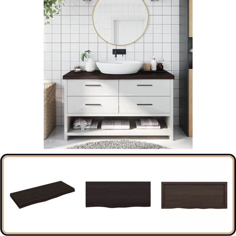 Waschtischplatte Dunkelbraun 100x40x(2-6)cm Massivholz - Waschtischplatte - Eiche - Holzarbeitsplatte - Badrenovierung -...