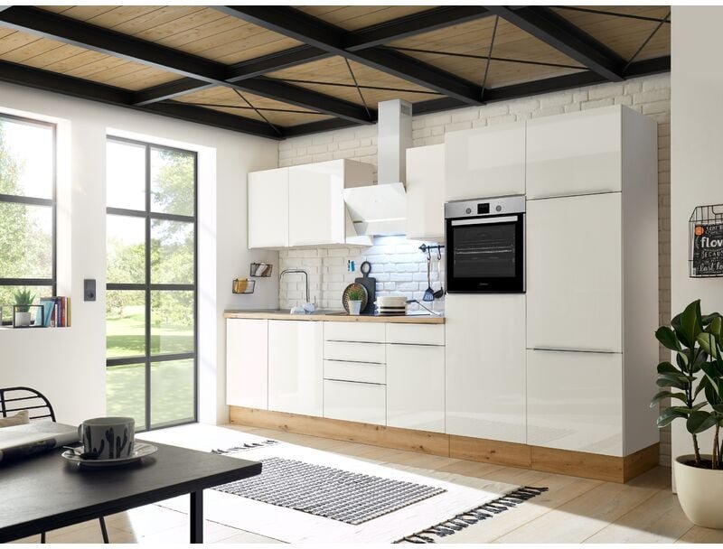 Thumbnail - Küche Küchenzeile Küchenblock Marleen Premium 340 cm Weiß Artisan Eiche Respekta