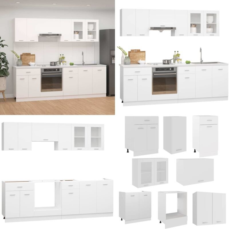 Vidaxl - 8-tlg. Küchenzeile Weiß Holzwerkstoff - Küchenzeile - Weiße Küche - Einbauküche - Holzwerkstoff - Küchenmöbel -...