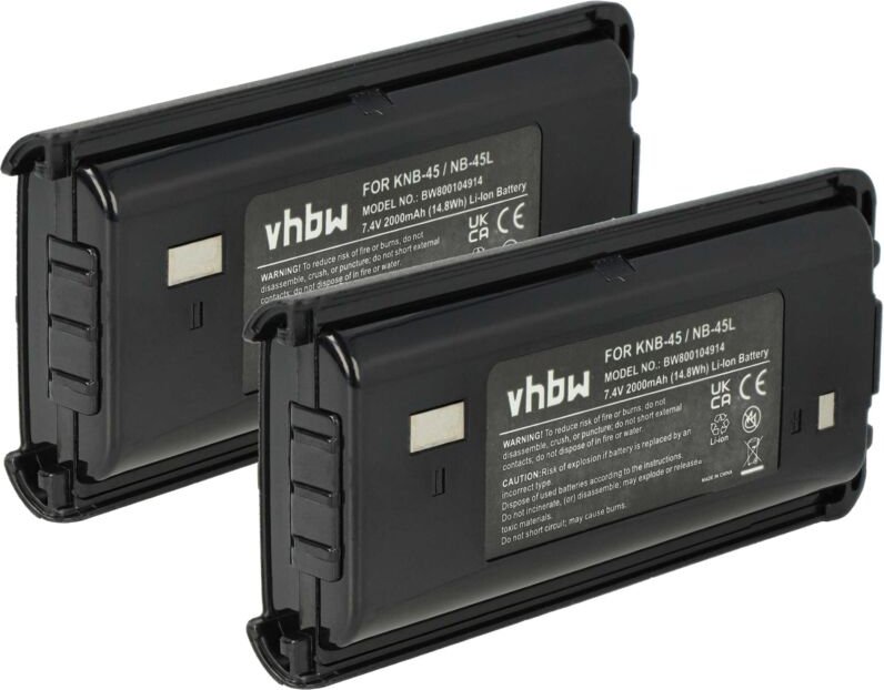 2x Akku kompatibel mit Kenwood TK-2212M, TK-2212L, TK-2207G, TK-2206M, TK-2206, TK-2207 Funkgerät, Walkie Talkie (2000 m...