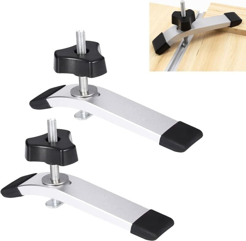 Thumbnail - 2-teiliges Aluminium-T-Klemmen-Set, T-Klemmen, Halteklammern aus Schnellarbeitsstahllegierung für T-Nut-Holzbearbeitungs...
