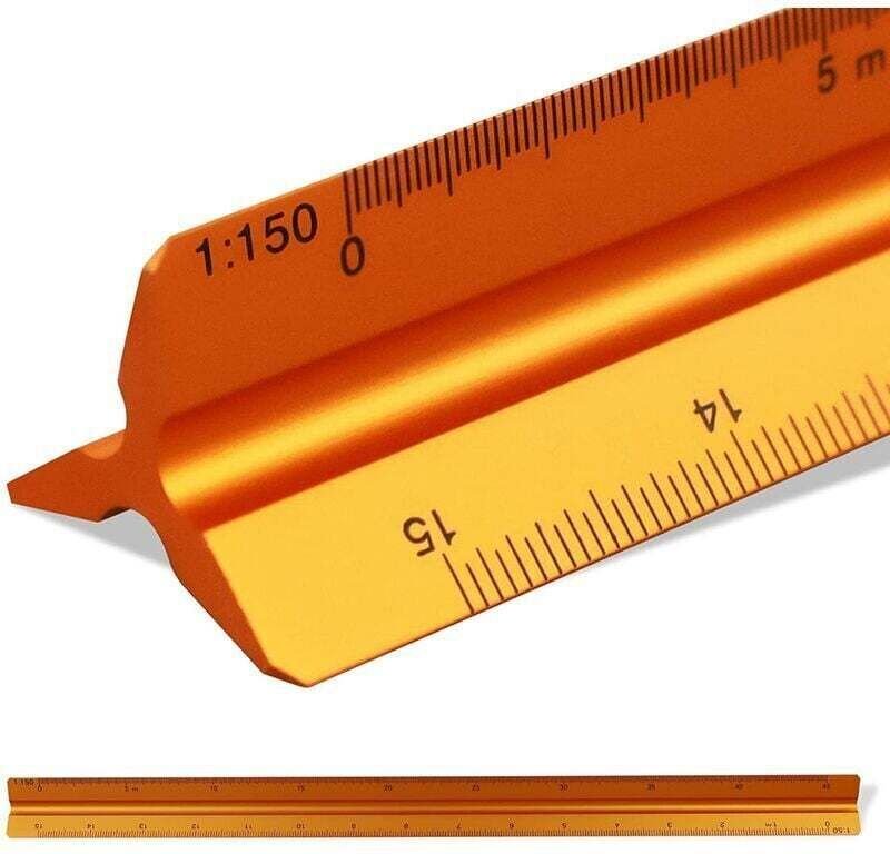 1/20 1/25 1/50 1/75 1/100 1/150 Architektenlineal (Gold) 30 cm