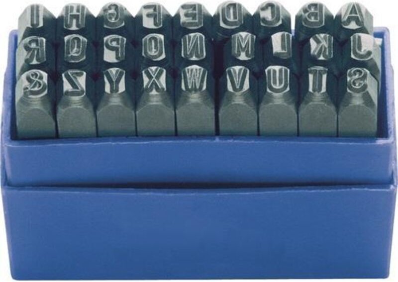 Schlagbuchstabensatz 329 27-tlg.Großbuchstaben a-z Schrift-H.6mm in Ku.-Box