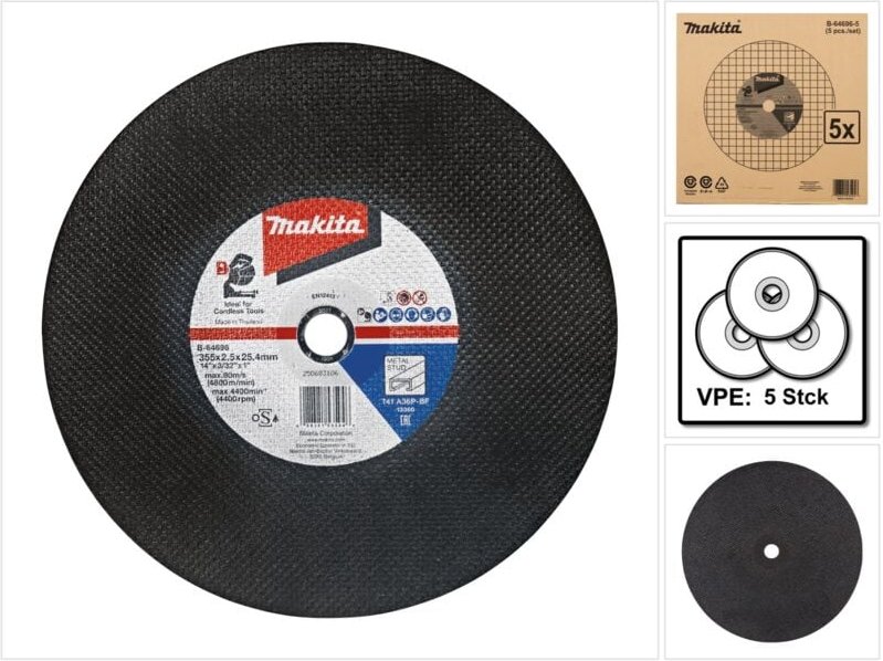 B-64696-5 Trennscheibe 355 x 2,5 x 25,4 mm A36P 5 Stück für Stahl - Makita