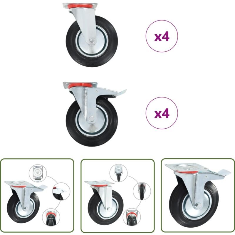 The Living Store - vidaXL 8 Stk. Lenkrollen 200 mm