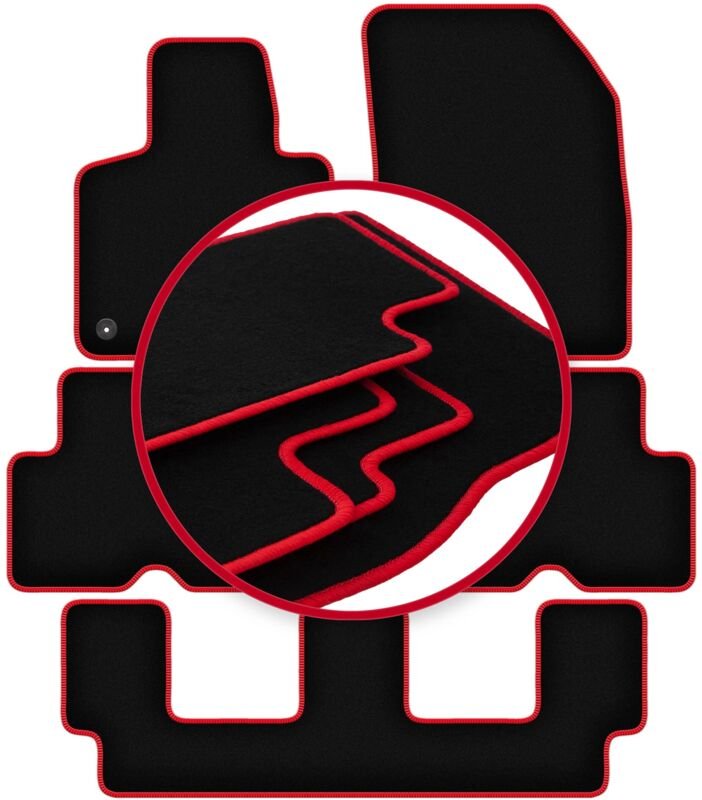 CARLUX-RED Autofußmatten für: Citroen C4 Grand Spacetourer 7-Sitzer (2013-2021)