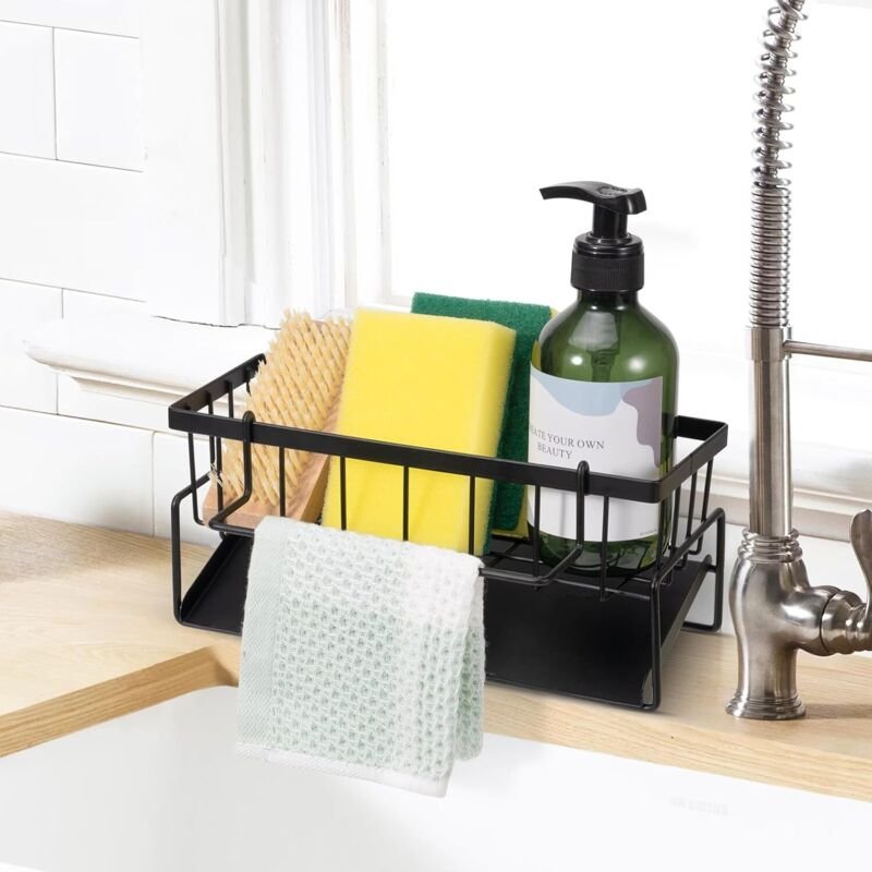 Gabrielle - Abtropfgestell für die Küchenspüle aus Edelstahl mit Handtuchstange und Schwammhalter