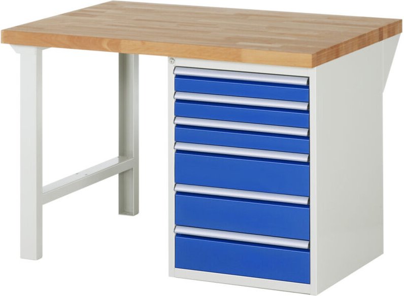 Werkbank 7515A1, B1250xT900xH890mm, 6x Schublade-TA - RAU