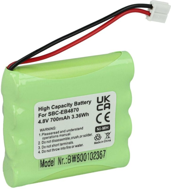vhbw Akku kompatibel mit Philips Babyphone SBC-EB4870 L1308, SBC-EB4880 A1507 Babyphone Babytalker (700 mAh, 4,8 V, NiMH...