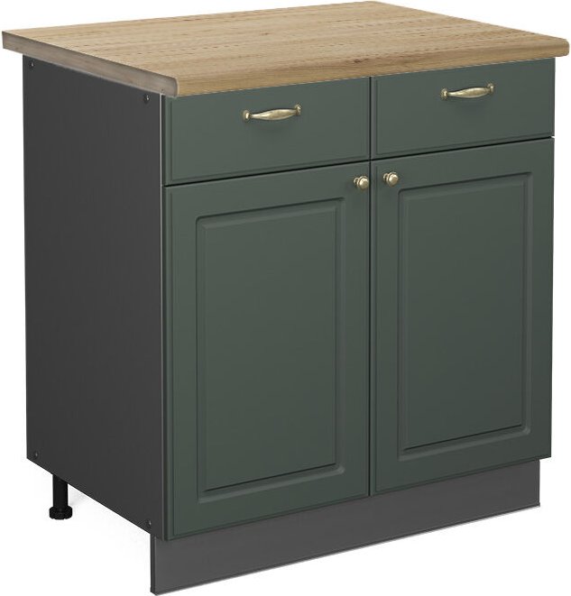 Vicco - Küchenunterschrank Fame-Line, Grün-Gold Landhaus, 80 cm , ap Eiche