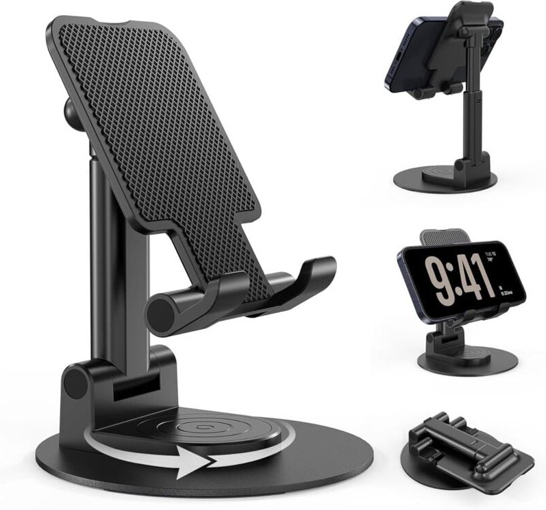 Handyhalterung, Schreibtisch-Handyhalterung, faltbare Handyhalterung, iPhone-Halterung mit 360° drehbar, kompatibel mit ...