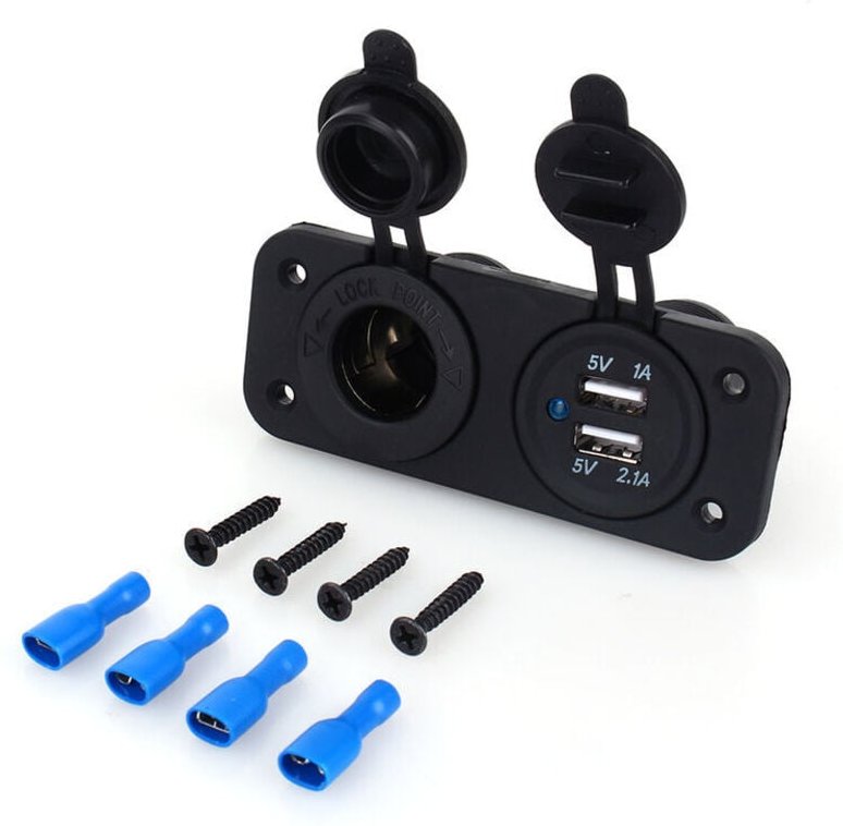 Thumbnail - Kfz Ladegerät Stecksockel, Fydun Schnellladen Dual usb Ladegerät Adapter und Buchse 12-V Mit Staubschutzhülle für Kleine...