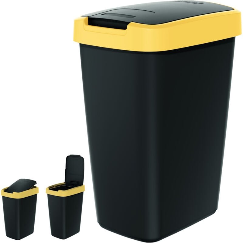 12L COMPACTA Q hellgelber Abfalleimer Schwarz