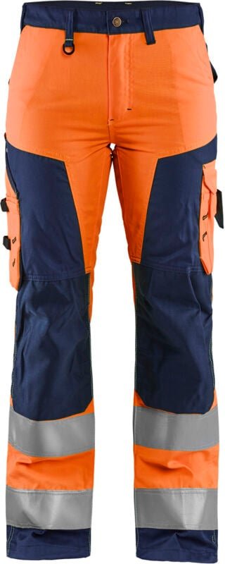 Thumbnail - Hochsichtbare Arbeitshose Damen 7155 - Neonorange/Navy XL - FR(46) - SE(C44) - Kurz