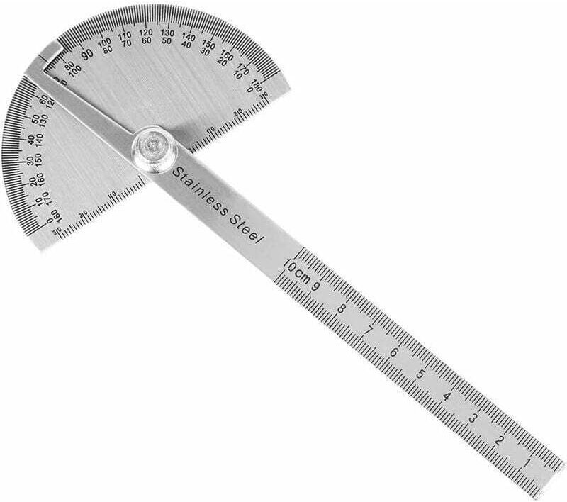Mumu - Edelstahl-Winkelmesser, 0-180-Grad-Winkellineal, Winkelmesser mit rundem Kopf, Goniometer-Lineal, für Maschiniste...