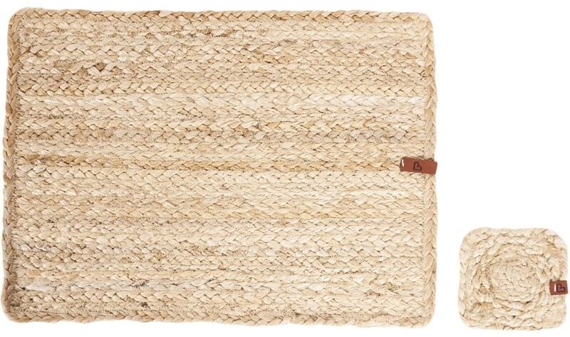 6 Personen Tischset mit Untersetzern Naturfarben Jute Geflochten Rechteckig 30x40 cm 12-Teilig Handmade Boho-Stil Esszim...