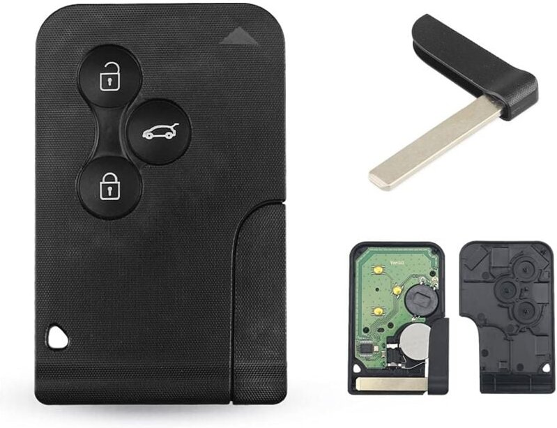 Aiperq - 3 Tasten Funkschlüsselgehäuse Karte für Re-Nault Clio 3 Megane 2 Scenic 2 mit 433 MHz PCF7947 Chip