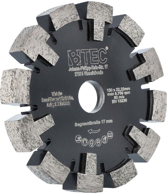 Btec - Diamant-Fräser/Räumscheibe ø 130 mm, 17 mm abrasiv