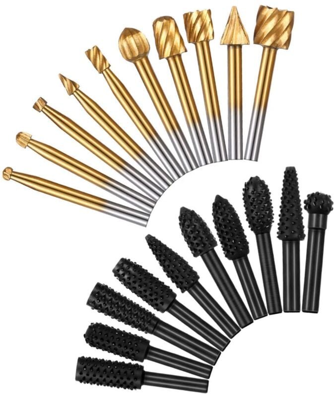 Alovez - 20-teiliges Polierkopf-Set für die Holzbearbeitung, Fräser mit 1/8-Zoll-Schaft und Fräser mit 1/4-Zoll-Schaft