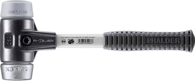 SIMPLEX-Schonhammer, TPE-mid / Weichmetall mit verstärktem Tempergussgehäuse und Fiberglasstiel D=50 mm 3739.050