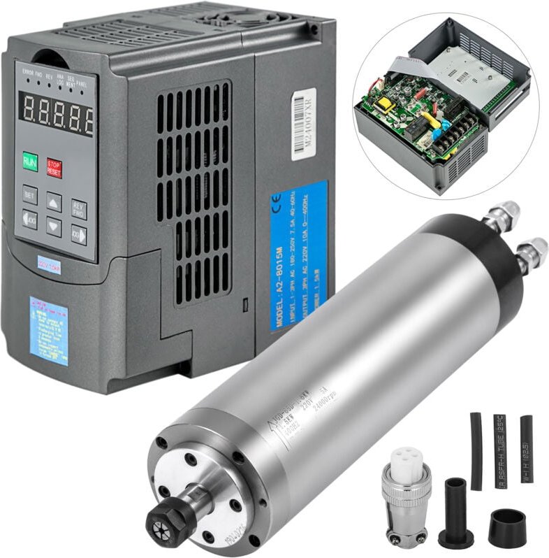 Mophorn 1,5 kW Hochgeschwindigkeits-Spindelmotor mit Wasserkühlung zum Gravieren, Fräsen, Schleifen, langlebige Aluminiu...