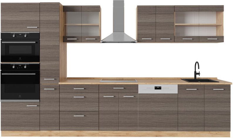 Thumbnail - Vicco - Küchenzeile R-Line, Edelgrau/Goldkraft Eiche, 350 cm ohne Arbeitsplatte