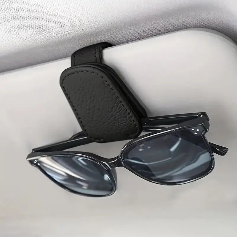 Thumbnail - Odipie - Auto-Sonnenblende-Sonnenbrillenhalter, Leder, magnetischer Brillenhalter mit Kartenclip, Auto-Sonnenbrillen-Ver...