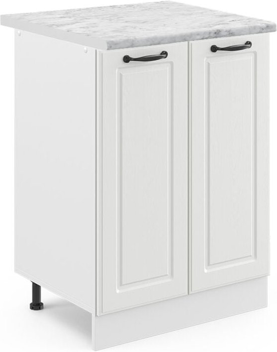 Vicco - Küchenunterschrank R-Line, Weiß Landhaus, 60 cm , ap Marmor