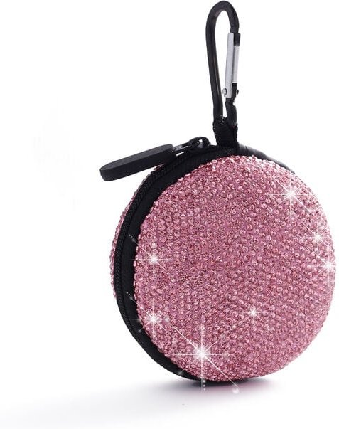 Ohrstöpsel, kleiner Koffer, glänzende Strasssteine, tragbare Aufbewahrungstasche für Kopfhörer mit Karabiner