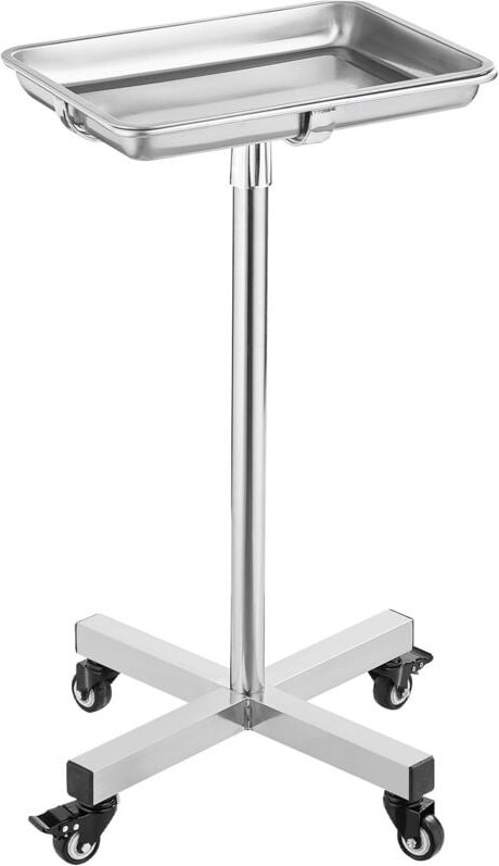 Mophorn - Mayo-Ständer, Edelstahl, 35 lbs Tragkraft, 25,2'-39,8' verstellbare Höhe, medizinisches Tablett auf Rädern mit...