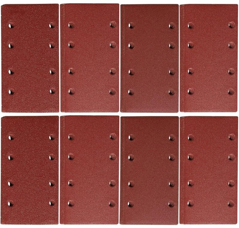 10er-Pack Schleifblätter 93 x 185 mm - 8-Loch-Quadrat-Klettschleifpapier - 180 verschiedene Körnungen - Polieren und Ros...