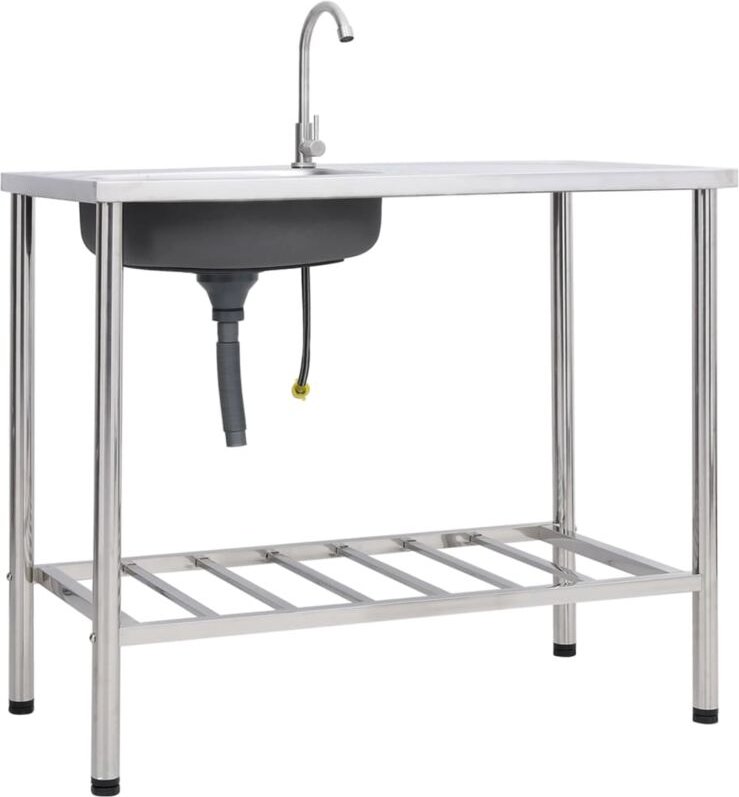 Maison Exclusive Camping-Spüle mit Wasserhahn Edelstahl