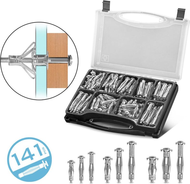 Stahlwerk - Metall-Hohlraumdübel 141-teiliges Set mit vormontierten Schrauben