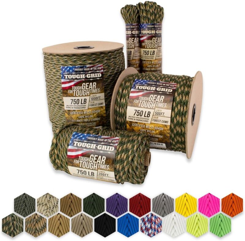 PC200 340kg Paracord - 100% Nylon Militärspezifikationen Typ iv - für Militär, Kunsthandwerk, Hängematten, Notfälle - Wa...