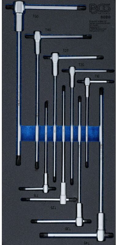 Bgs Technic - Werkstattwageneinlage 1/3: Schraubendreher-Satz mit T-Gleitgriff T-Profil (für Torx) T10 - T50 9-tlg.