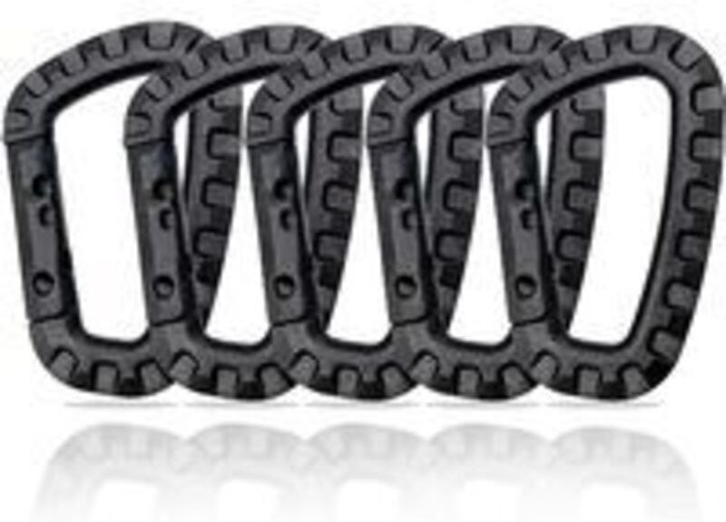 Packung mit 5 Kunststoffkarabinern – Schwarz – D-Form