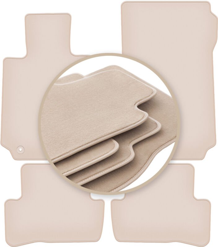PREMIUM beige Matten für: Mercedes C W204 Limousine, Kombi, Coupé 2007-2014