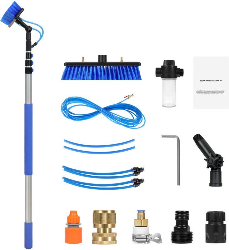 Wasserzufuhrstangen-Set, 3,6 m ausziehbar für die Reinigung von Solarmodulen und Fenstern, 180° drehbare Bürste, 20 m Sc...