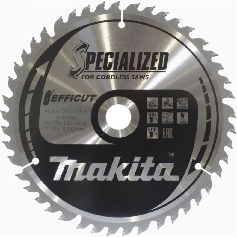 Sägeblatt 190x1,85x20, 45Z efficut Holz - Makita