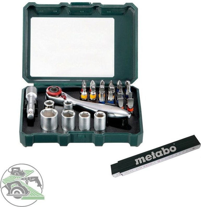 Metabo - Bit-Box und Ratschenset 26tlg. s 2-Bits + Meterstab
