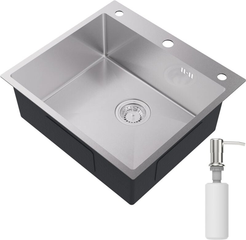 Edelstahl Küchenspüle 54 x 49 cm Einbauspüle Küchenspüle für ab 60 cm Unterschrank, Küchenspülbecken, Edelstahlspüle, in...