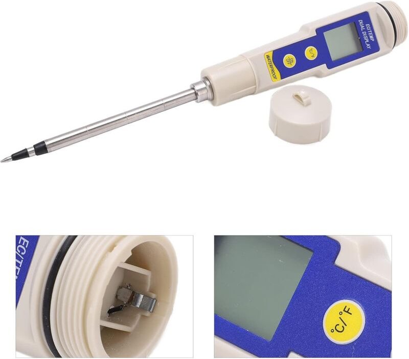 Bodentester, EC-315 Tragbares Bodenfeuchtemessgerät PH-Messgerät EC-Temperaturmessgerät mit LCD-Display Bodensonde Hygro...